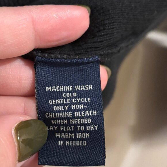 Polo Ralph Lauren Jeans Company Black Logo Long Sleeve V-Neck Sweater ~ Large - Picture 6 of 6